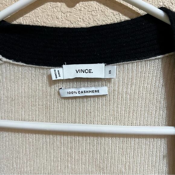 Vince black cream colorblock cashmere open cardigan sweater - Picture 6 of 9